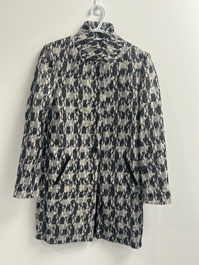 Maison Scotch Black And White Patterned Coat